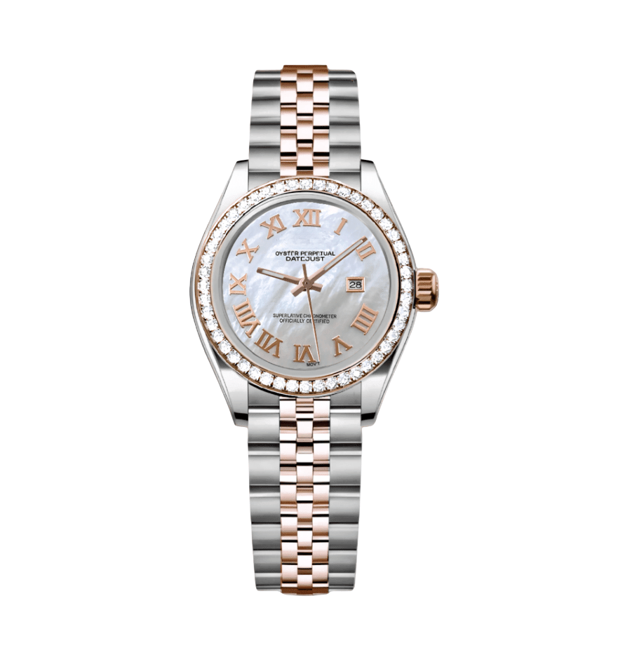 Seiko Mod Datejust Lady Two - Tone Roman Pearl Iced