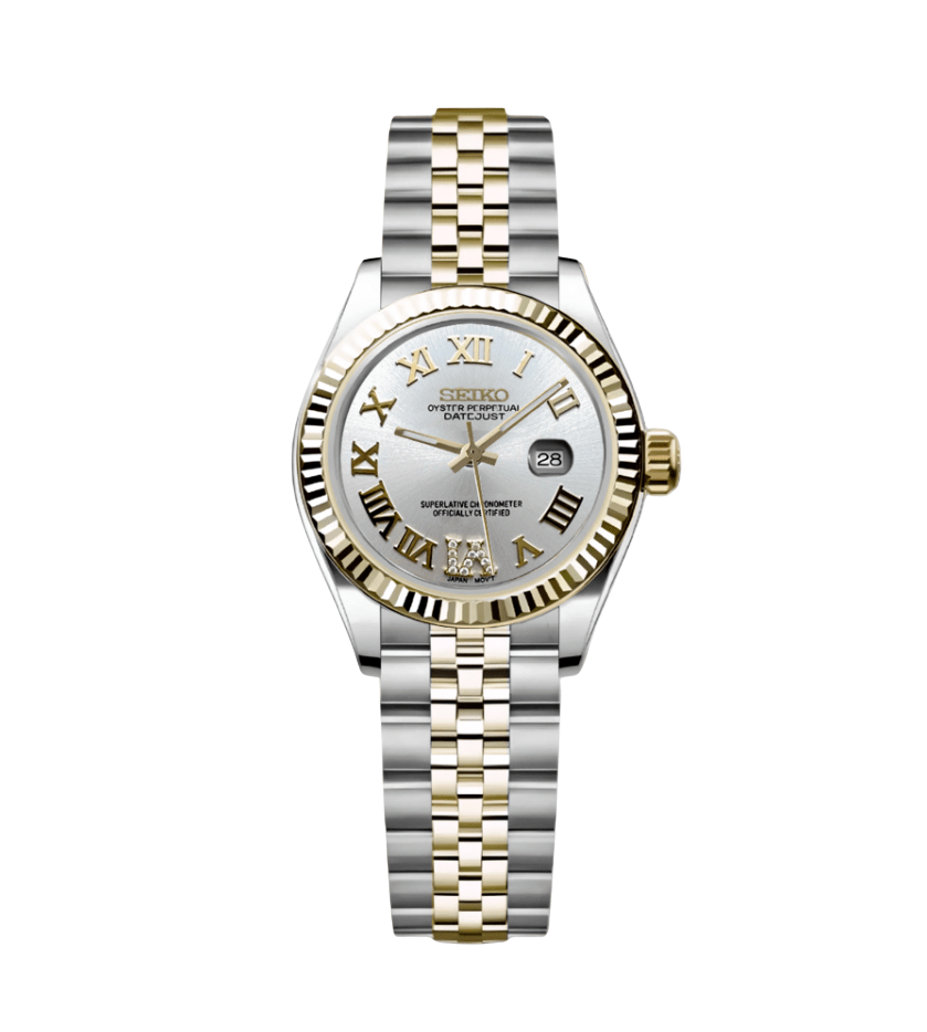 Seiko Mod Datejust Lady Two - Tone White Roman