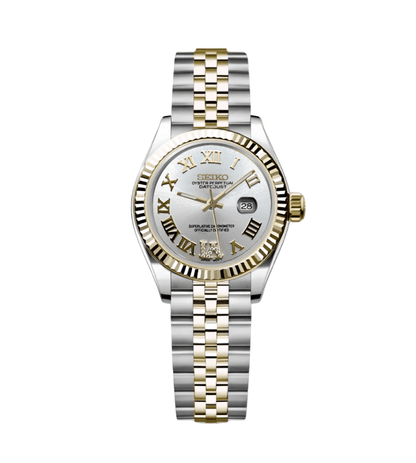 Seiko Mod Datejust Lady Two - Tone White Roman