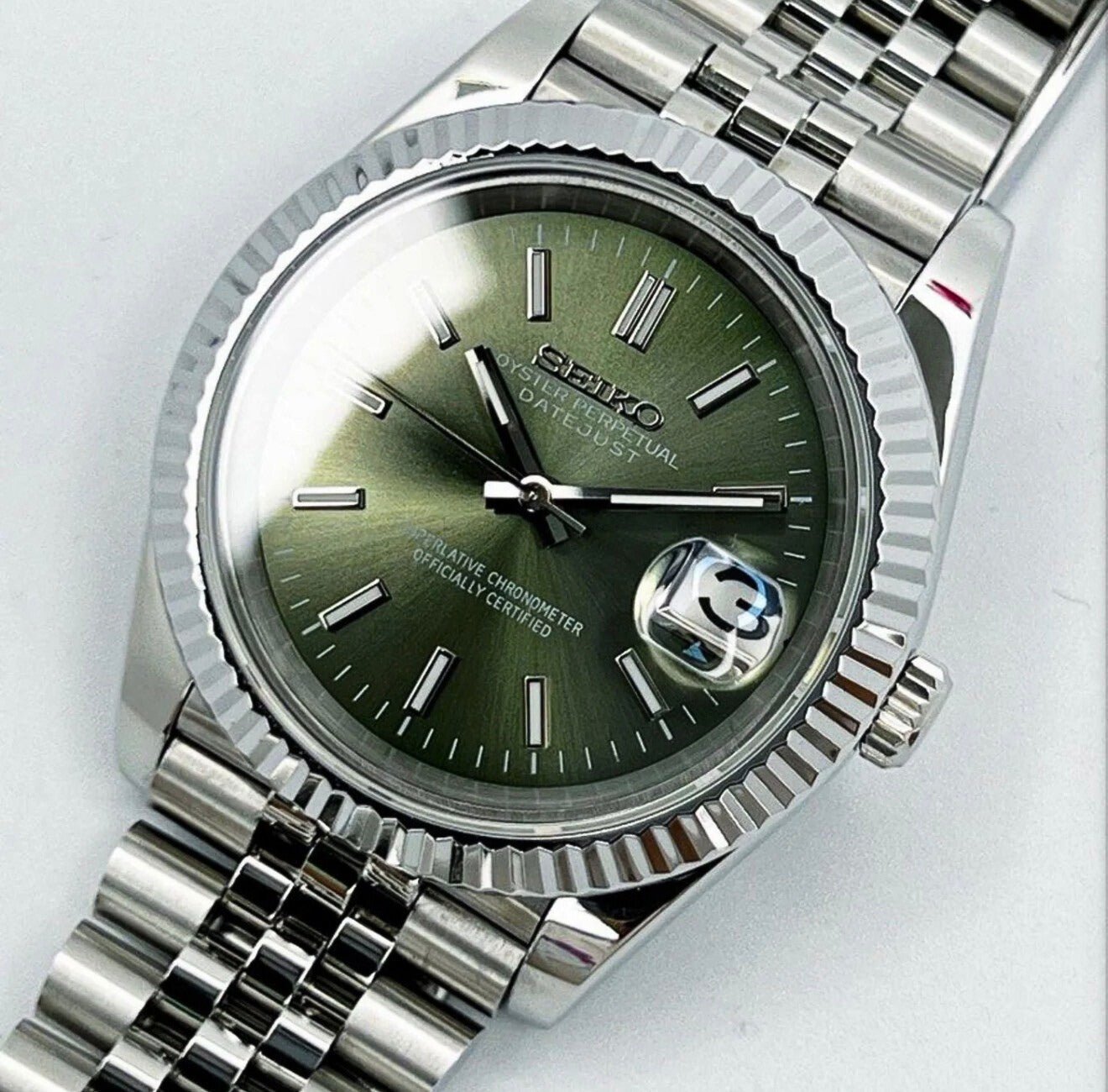 Seiko Mod Datejust Olive Green