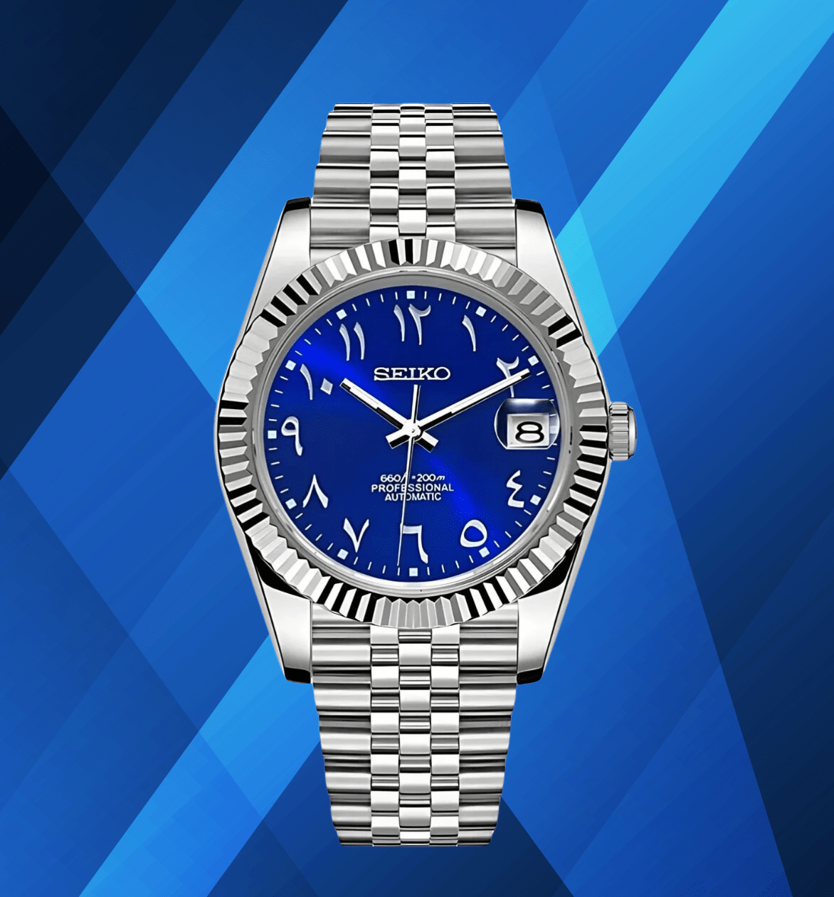 Seiko Mod Datejust Sapphire Blue Arabic