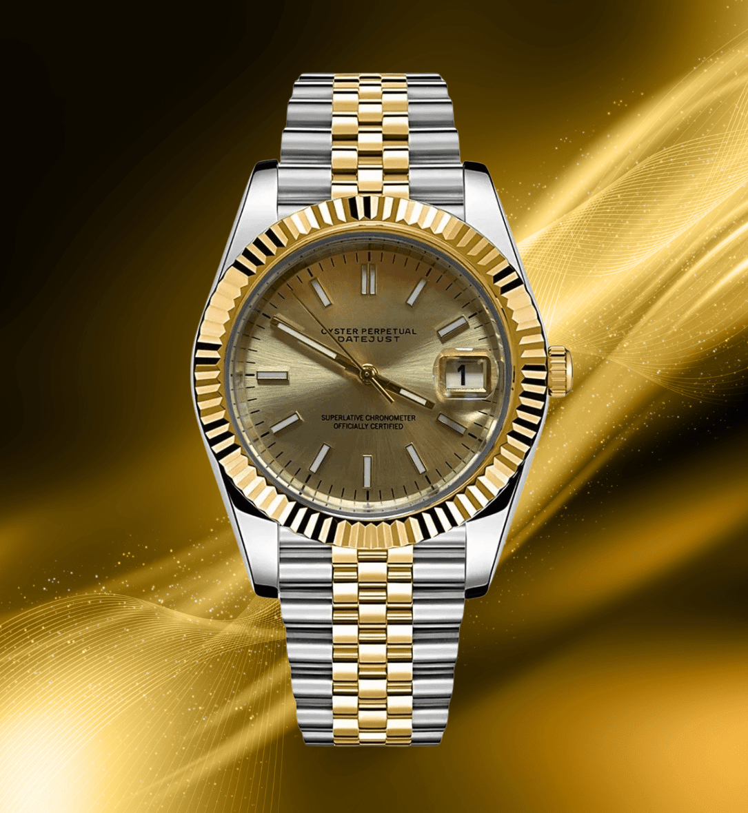 Seiko Mod Datejust Twotone Classic Gold