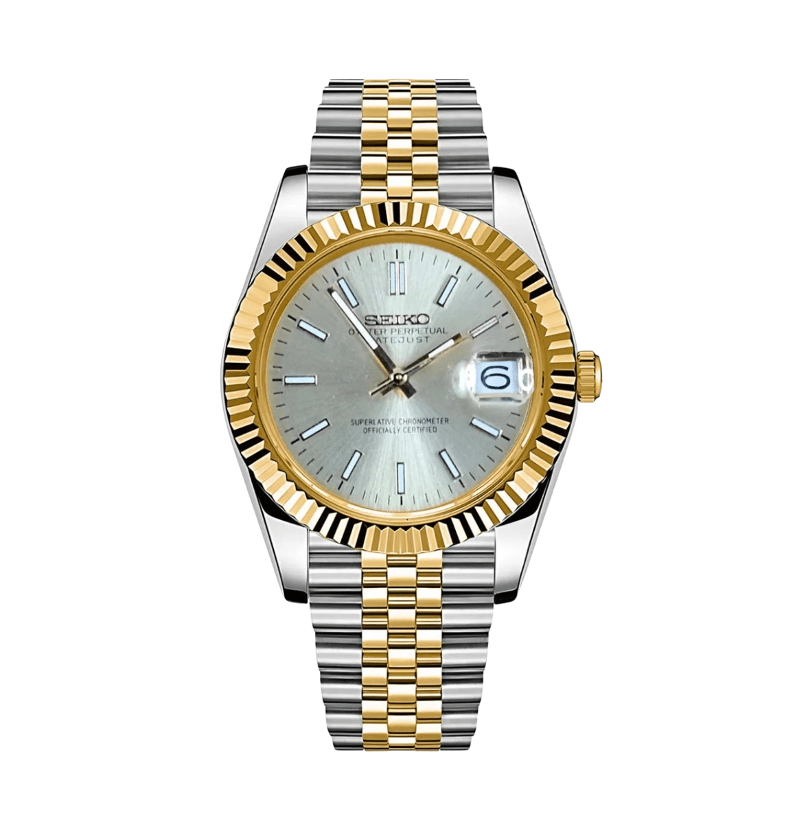 Seiko Mod Datejust Twotone Classic White