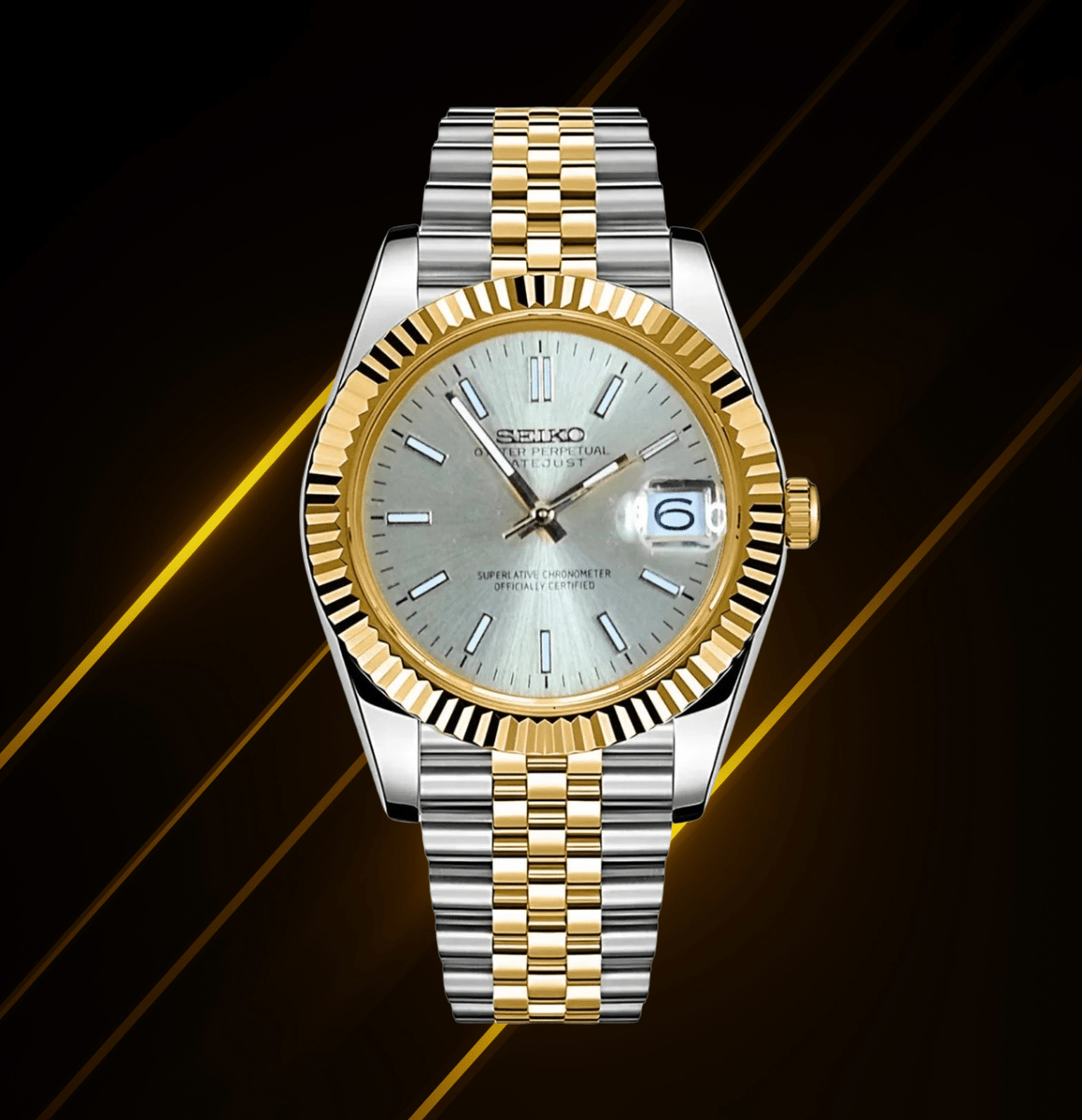 Seiko Mod Datejust Twotone Classic White