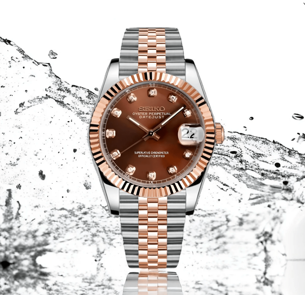 Seiko Mod Datejust Twotone Crystal Champagne