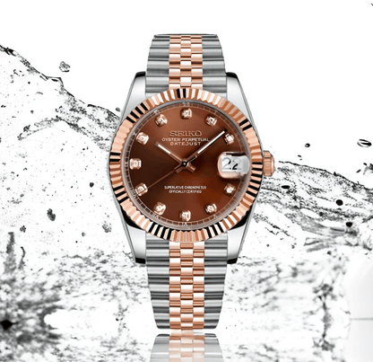 Seiko Mod Datejust Twotone Crystal Champagne