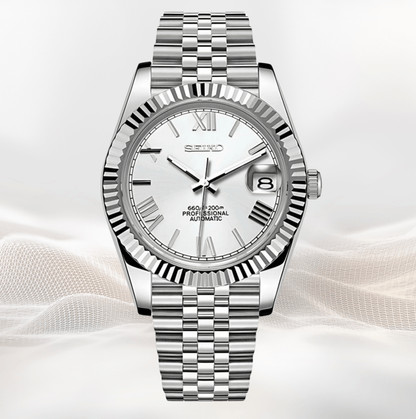 Seiko Mod Datejust White Roman