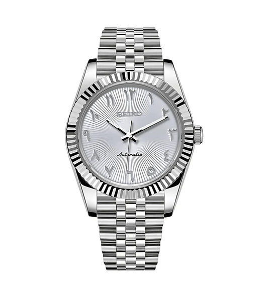 Seiko Mod Datejust White Textured Arabic