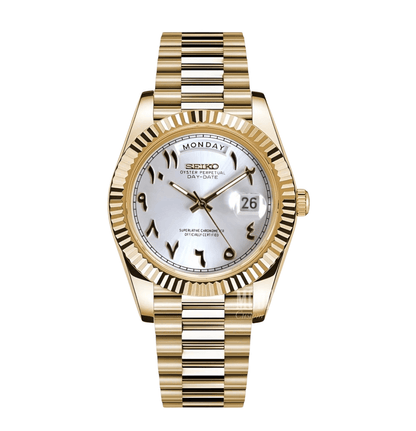 Seiko Mod Day - Date Gold Arabic White