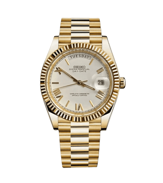 Seiko Mod Day - Date Roman Gold White