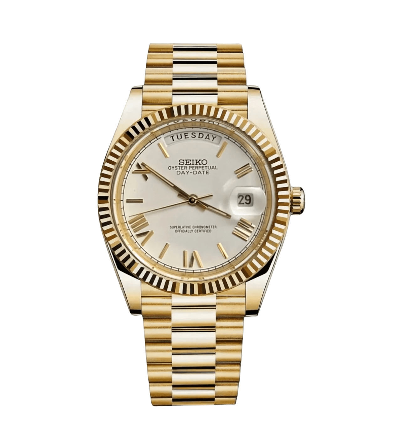 Seiko Mod Day - Date Roman Gold White