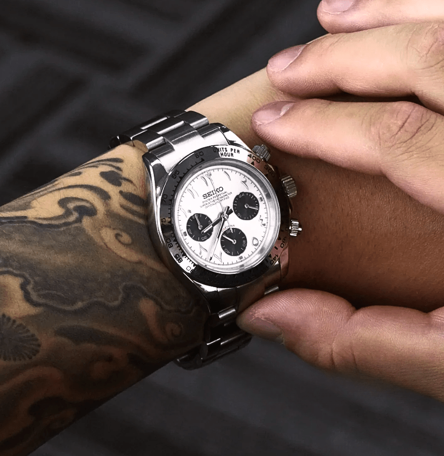 Seiko Mod Daytona Aluminum Arabic White