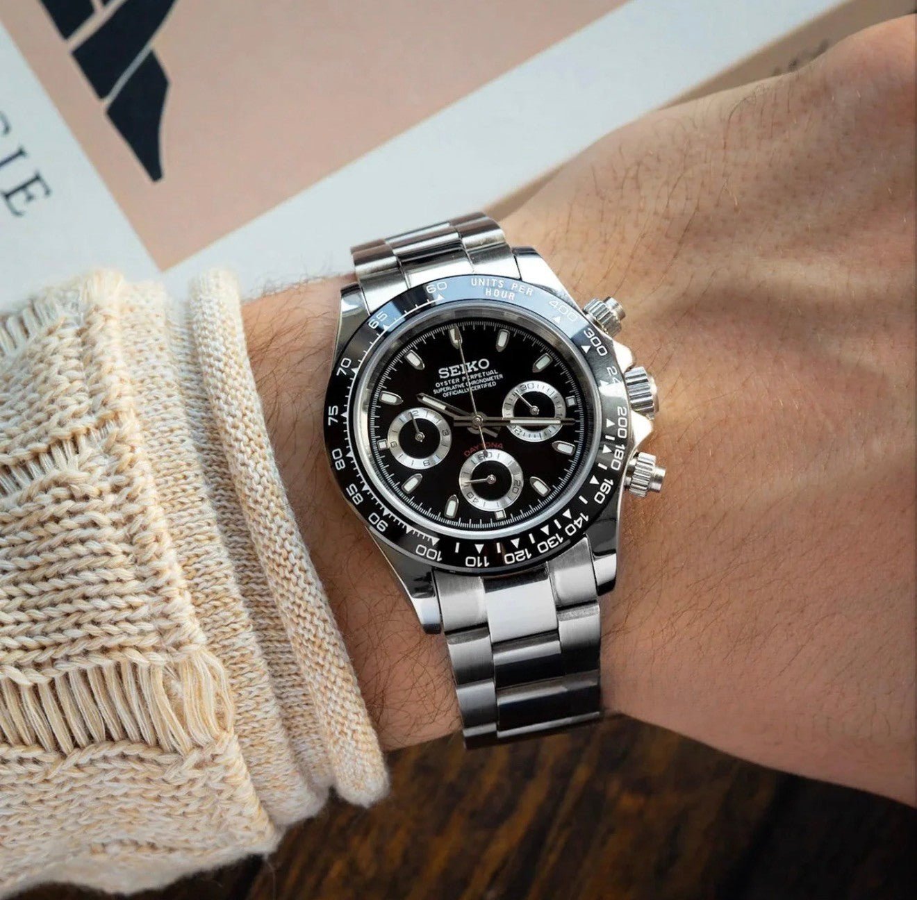 Seiko Mod Daytona Black Ceramic