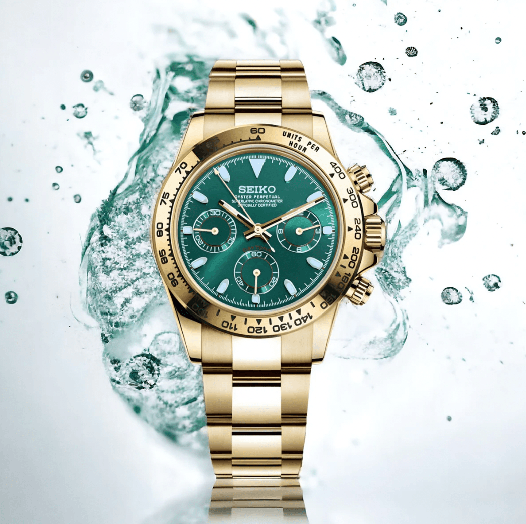 Seiko Mod Daytona Gold Green