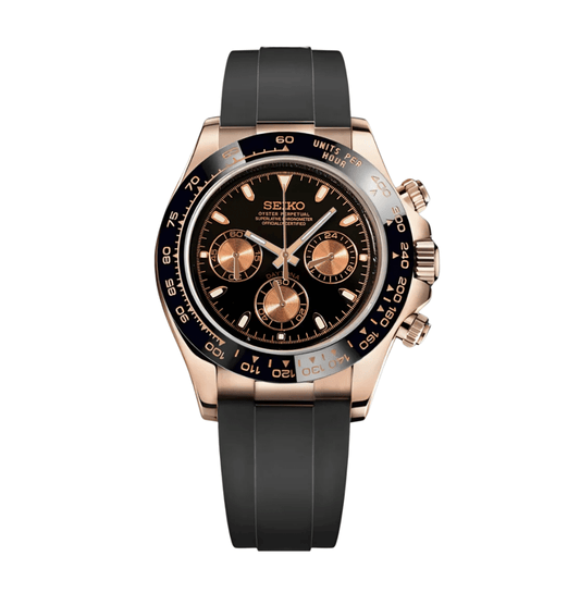 Seiko Mod Daytona Rose Gold - Black