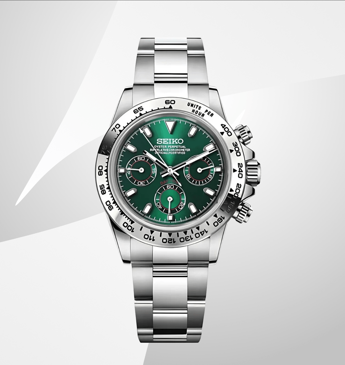 Seiko Mod Daytona Silver Green