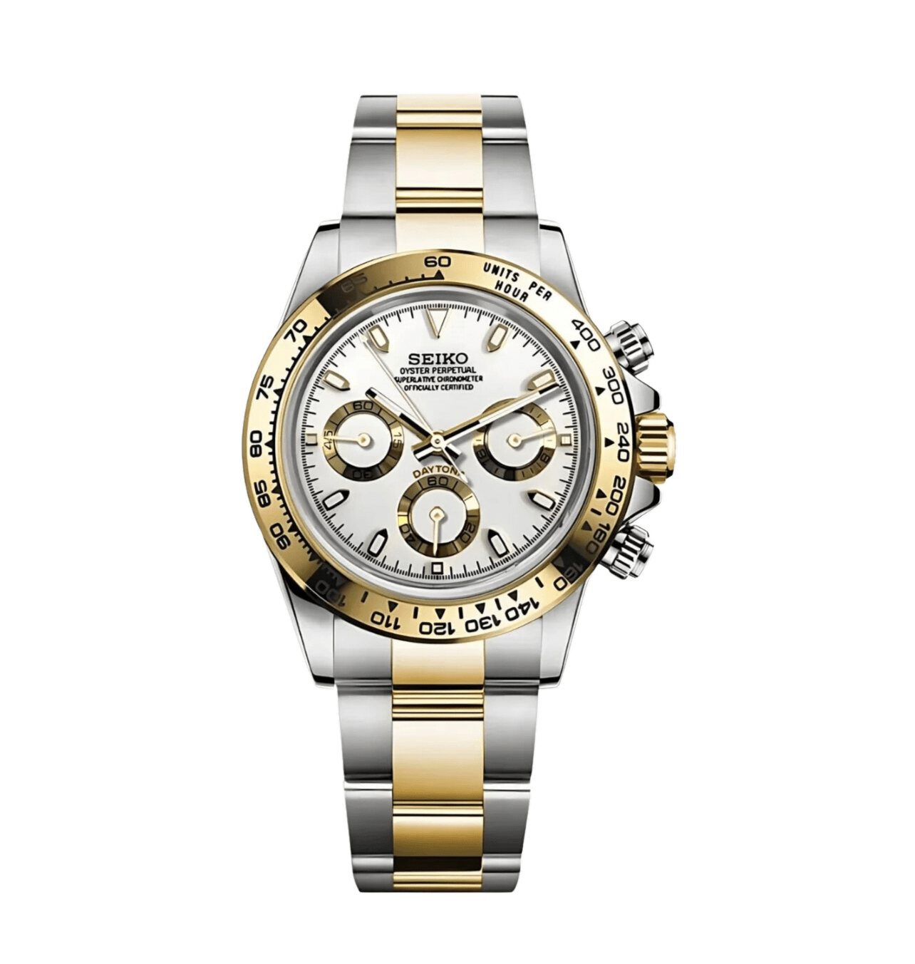 Seiko Mod Daytona Two - Tone Gold White