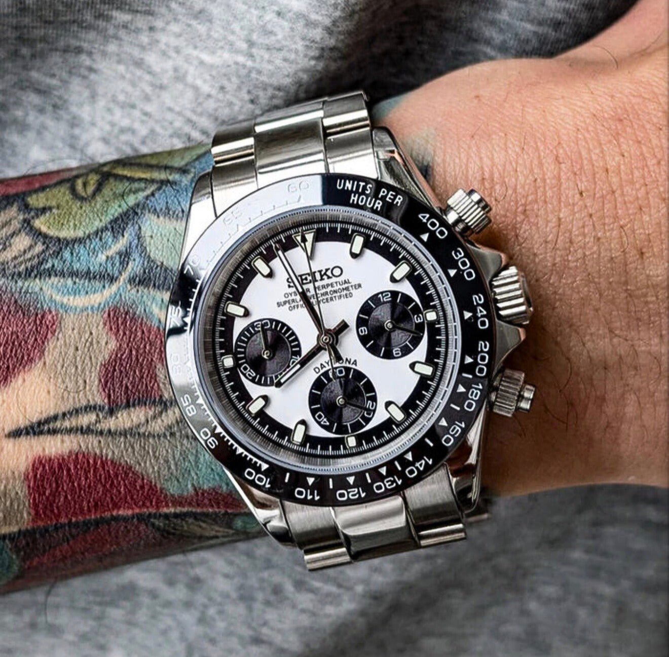 Seiko Mod Daytona White Ceramic