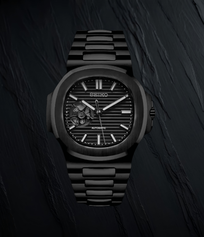 Seiko Mod Nautilus All Black (Open Heart)
