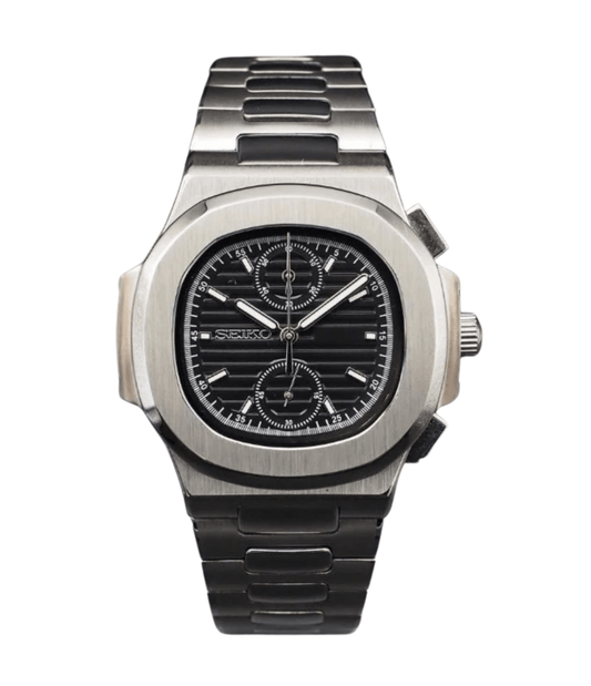 Seiko Mod Nautilus Black Chronograph
