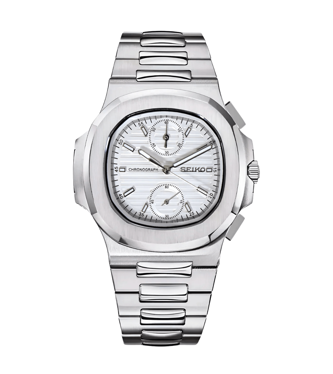 Seiko Mod Nautilus Chrono White