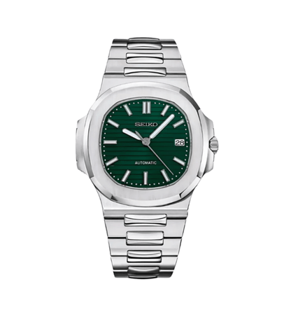 Seiko Mod Nautilus Silver Green