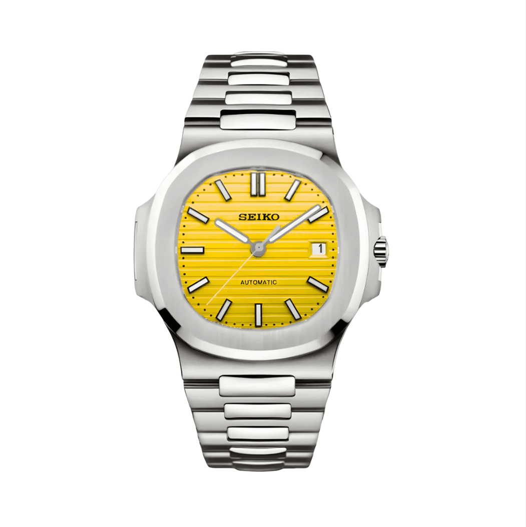 Seiko Mod Nautilus Silver Yellow