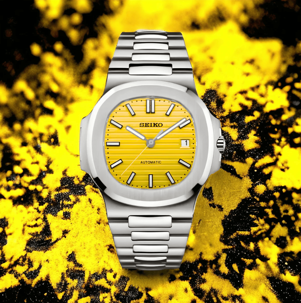 Seiko Mod Nautilus Silver Yellow