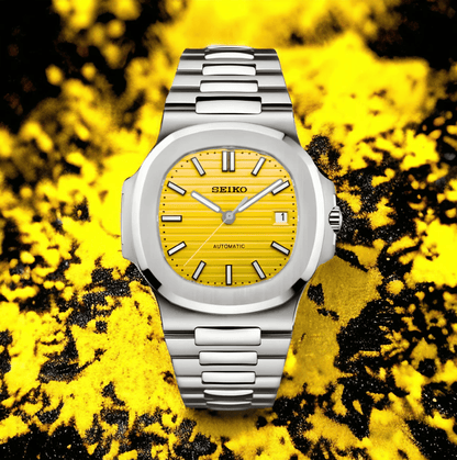 Seiko Mod Nautilus Silver Yellow