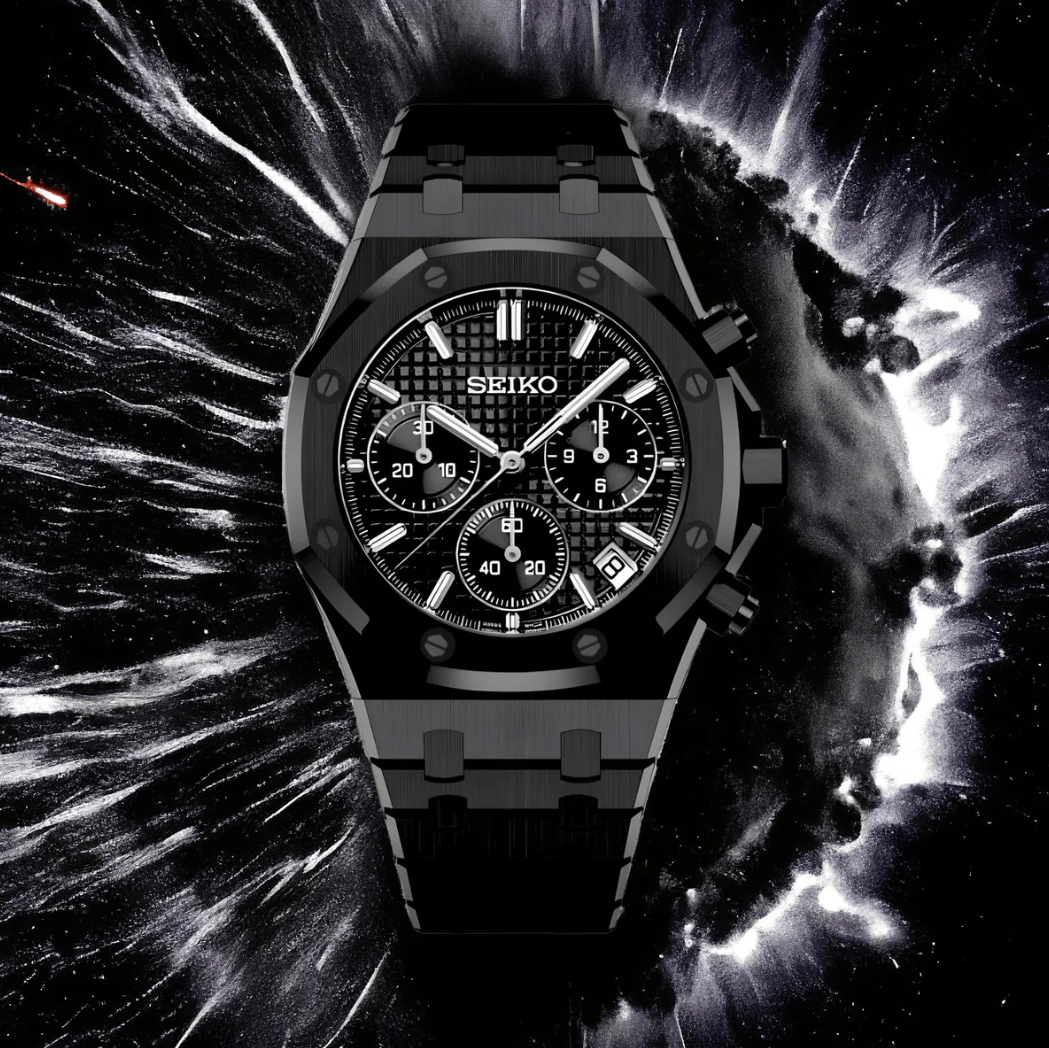 Seiko Mod Royal Oak Chronograph Black Panther