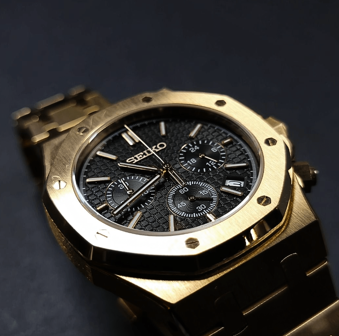 Seiko Mod Royal Oak Chronograph Rose Gold – NeoLux Watch Co
