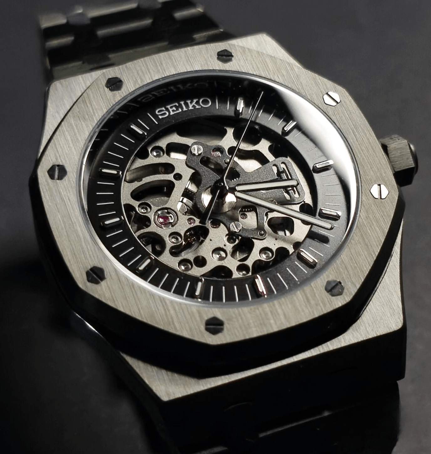 Seiko Mod Royal Oak Frosted Skeleton