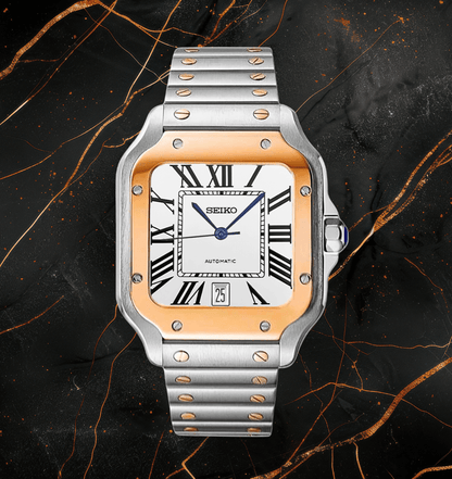 Seiko Mod Santos Date Two - tone Rose Gold