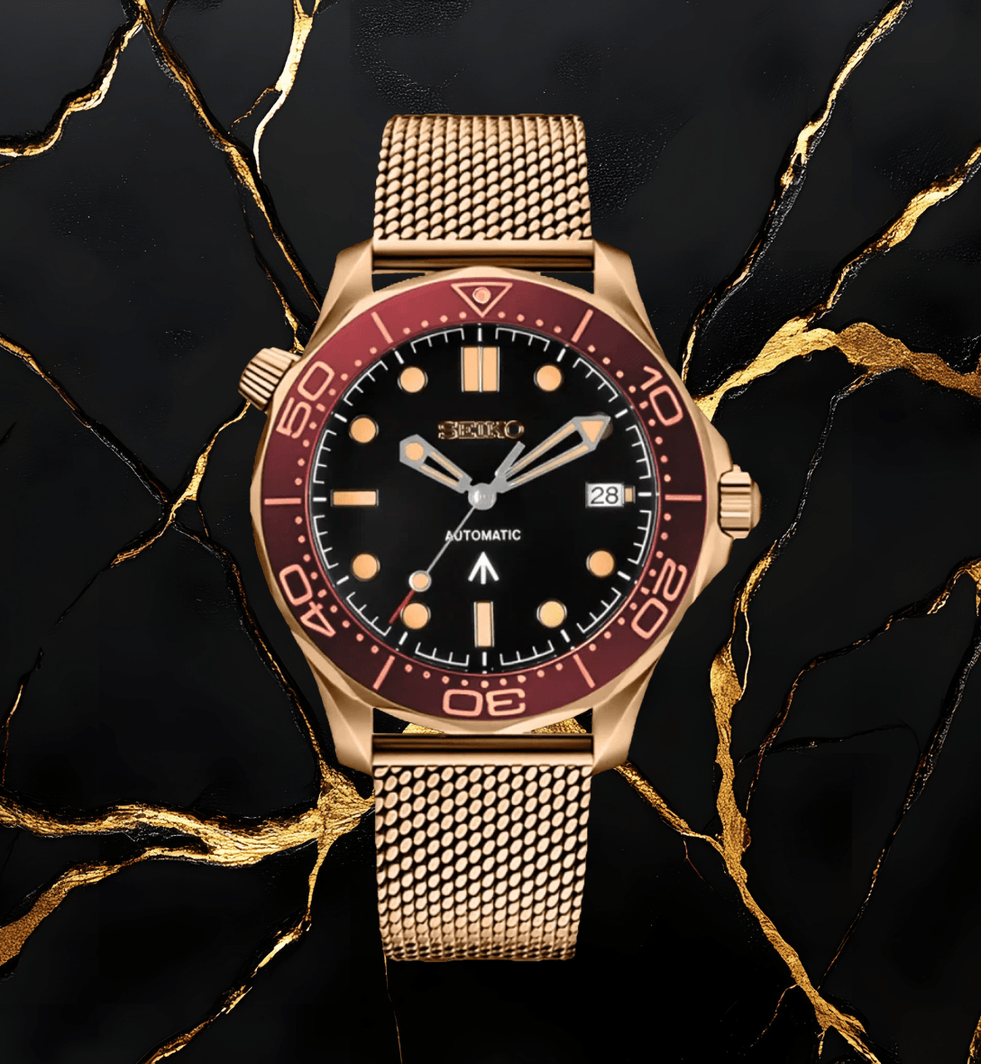 Seiko Mod Seamaster 007 Gold Red