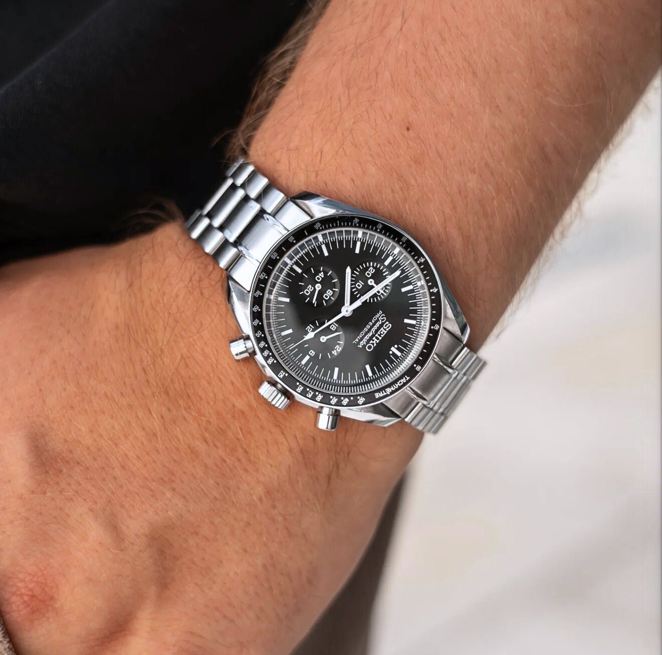 Seiko Mod Speedmaster Moonwatch - Black – NeoLux Watch & Co