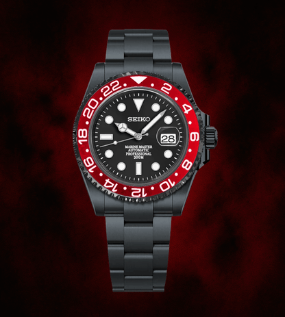 Seiko Mod Submariner Stealth Red