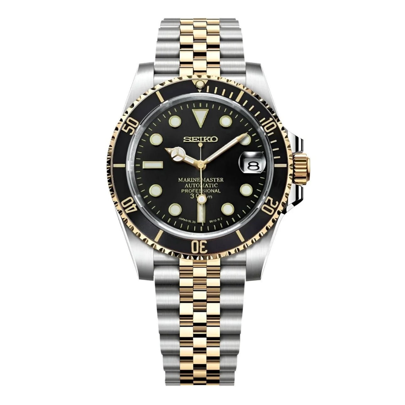 Seiko Mod Submariner Two - Tone Black