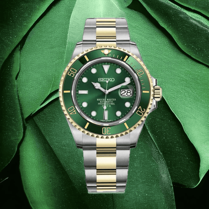 Seiko Mod Submariner Twotone Green